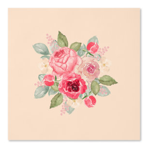 Boeket geschilderde roze rozen behang