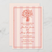 Boeket geschulpte roze streep tropisch kaart (Voorkant / Achterkant)