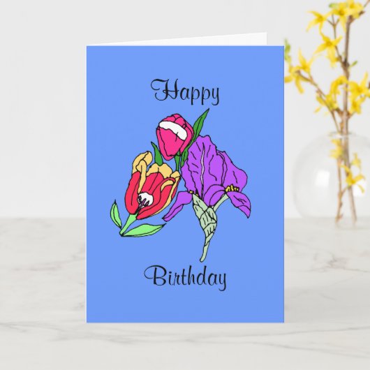 boeket, Happy, Verjaardag Kaart (Gele Bloem)