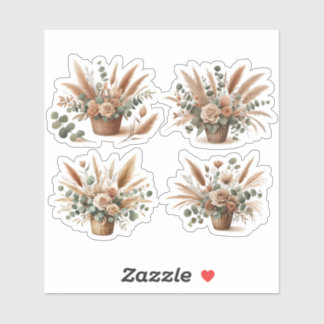 Boeket in een boho-stijl mand sticker