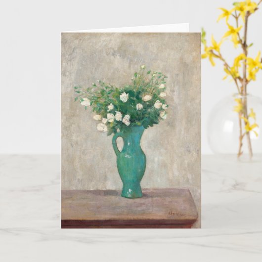 Boeket in een groene bloemenvaas | Tadeusz Makowsk Kaart (Gele Bloem)