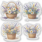 Boeket in een rustige rieten mand sticker (Voorkant)