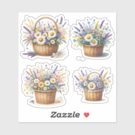 Boeket in een rustige rieten mand sticker