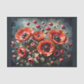 Boeket klaprozen bloemen tegen donkere achtergrond tissuepapier (Voorkant)