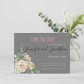 Boeket Kleine Witte Rozen Trouwkaart Save the Date (Staand voorkant)