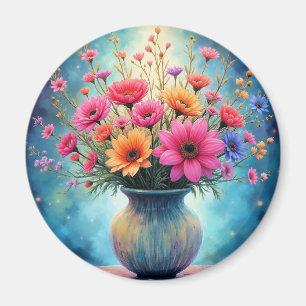 Boeket kleurrijke bloemen magneet