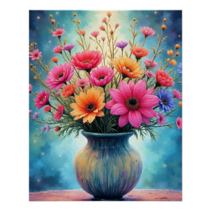 Boeket kleurrijke bloemen perfect poster