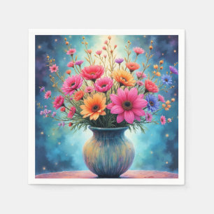 Boeket kleurrijke bloemen servet