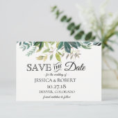 Boeket Landelijke Groene Bladeren Opslagbericht Save The Date (Staand voorkant)