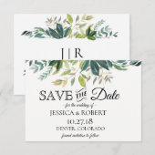 Boeket Landelijke Groene Bladeren Opslagbericht Save The Date (Voorkant / Achterkant)