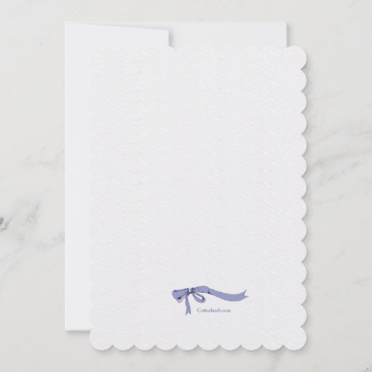 Boeket met blauwe lint uitnodiging (Achterkant)