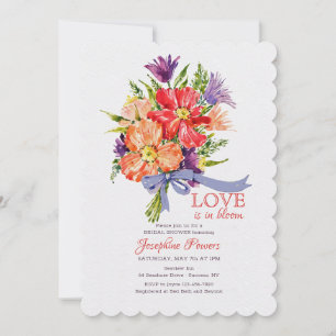 Boeket met blauwe lint uitnodiging