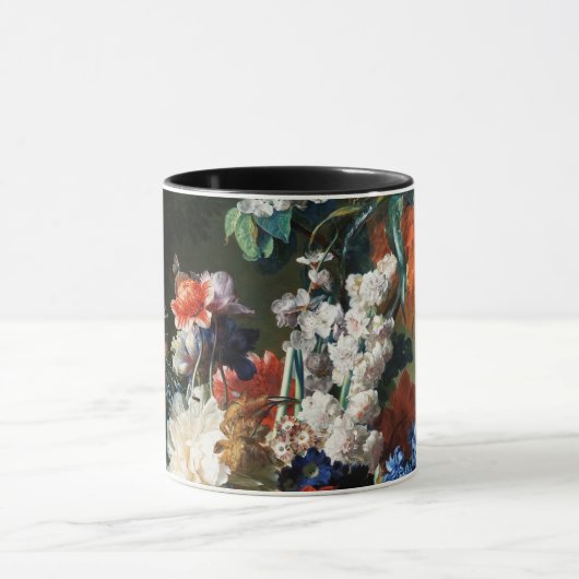 BOEKET MET BLOEMEN IN EEN URN IN HET ZWART MOK (Midden)