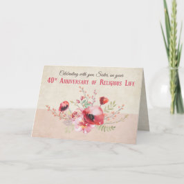 Boeket met roze en rode bloemen voor 40-jarig jubi kaart