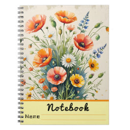 Boeket met waterverf wilde bloemen notitieboek