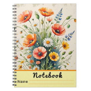 Boeket met waterverf wilde bloemen notitieboek