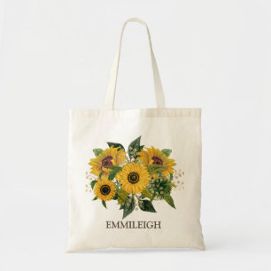 Boeket Mooie Vintage Gele Bruine Zonnebloemen Tote Bag