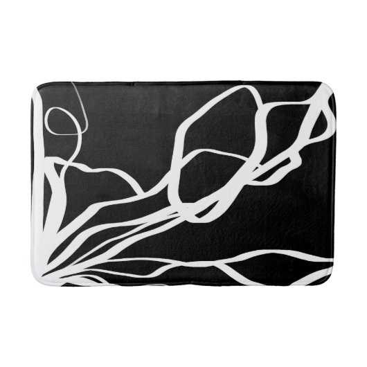 Boeket Noir: Abstract Zwart & Wit Badmat (Voorkant)