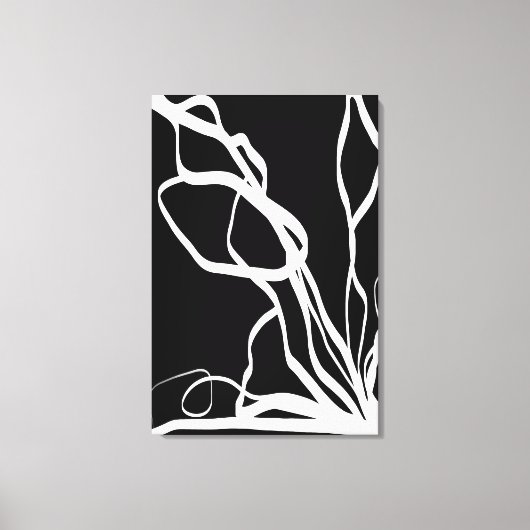 Boeket Noir: Abstract Zwart & Wit Canvas Afdruk (Voorkant)
