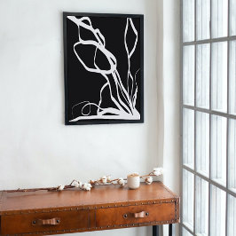 Boeket Noir: Abstract Zwart & Wit Canvas Afdruk