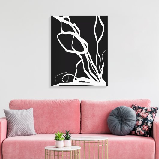 Boeket Noir: Abstract Zwart & Wit Canvas Afdruk (Insitu (Woonkamer))