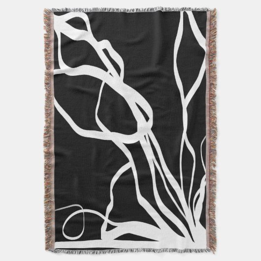 Boeket Noir: Abstract Zwart & Wit Deken (Voorkant Verticaal)