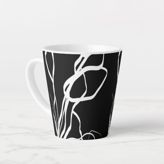 Boeket Noir: Abstract Zwart & Wit Latte Mok (Linkerhoek)