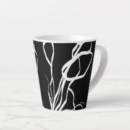 Boeket Noir: Abstract Zwart & Wit Latte Mok