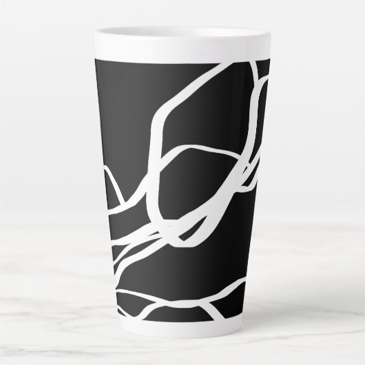 Boeket Noir: Abstract Zwart & Wit Latte Mok (Voorkant)