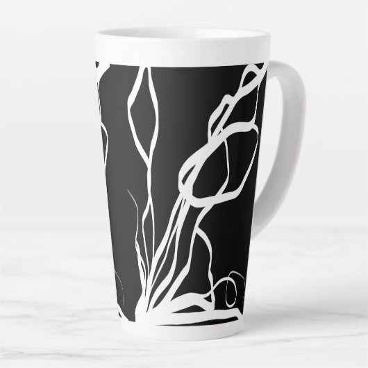 Boeket Noir: Abstract Zwart & Wit Latte Mok (Rechterhoek)