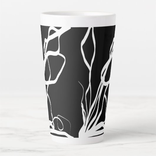 Boeket Noir: Abstract Zwart & Wit Latte Mok (Voorkant)