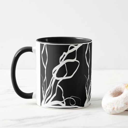 Boeket Noir: Abstract Zwart & Wit Mok (Met donut)