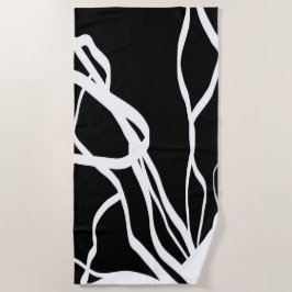 Boeket Noir: Abstract Zwart & Wit Strandlaken