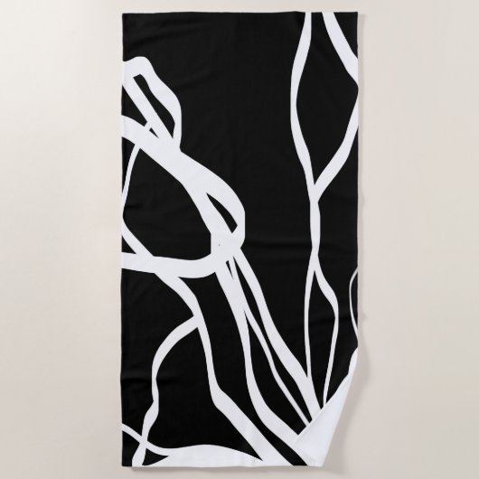 Boeket Noir: Abstract Zwart & Wit Strandlaken (Voorkant)