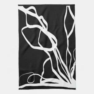 Boeket Noir: Abstract Zwart & Wit Theedoek