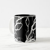 Boeket Noir: Abstract Zwart & Wit Tweekleurige Koffiemok (Voorkant links)