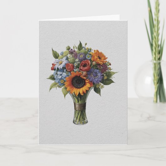 Boeket op wit feestdagen kaart (Voorkant)