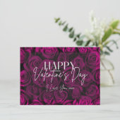 Boeket Paarse Rozen Happy Valentijnsdag Kaart (Staand voorkant)