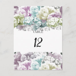Boeket Pastel Bloemen Tafel Stoelnummerkaart Briefkaart