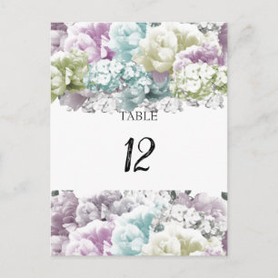 Boeket Pastel Bloemen Tafel Stoelnummerkaart Briefkaart