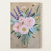 Boeket pioenen lavendel bloemen rustiek planner (Achterkant)