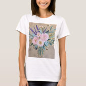 Boeket pioenen lavendel bloemen rustiek t-shirt (Voorkant)