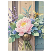 Boeket pioenrozen lavendelbloemen Rustiek Klembord (Achterkant)