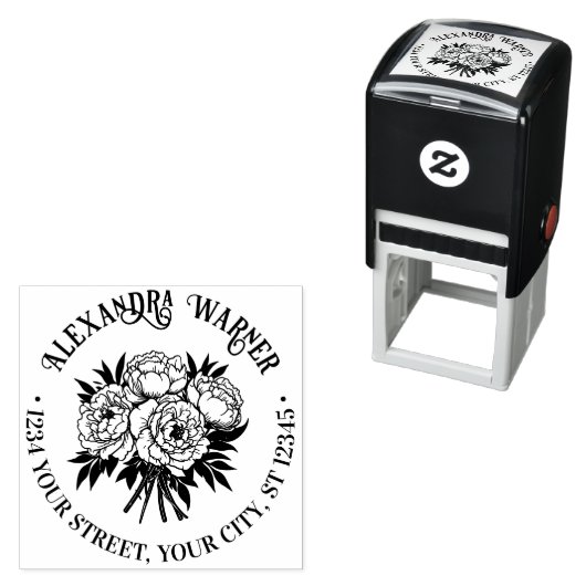 Boeket Pioenrozen Naam Retouradres Zelfinktende Stempel (In situ)