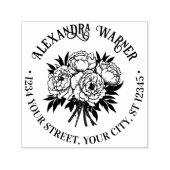 Boeket Pioenrozen Naam Retouradres  Zelfinktende Stempel (Design)