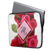 Boeket Rode en Roze Rozen Monogram Tablet Hoes (Voorkant Links)