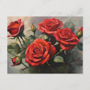 Boeket rode rozen  briefkaart