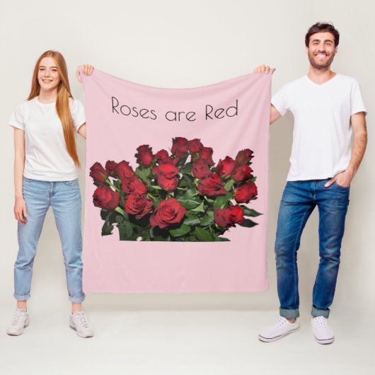 Boeket rode rozen fleece deken (In situ)