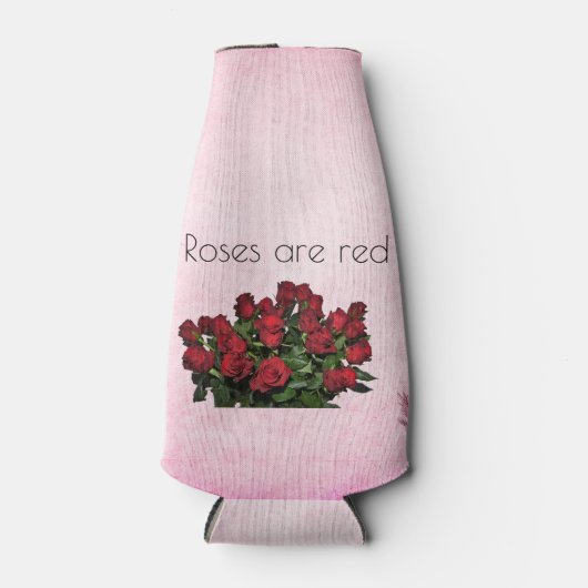 Boeket rode rozen flesjeskoeler (Voorkant)