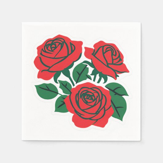 Boeket rode rozen formeel huwelijk servet (Voorkant)